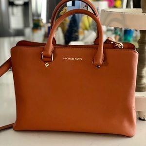 Michael Kors all leather orange handbag